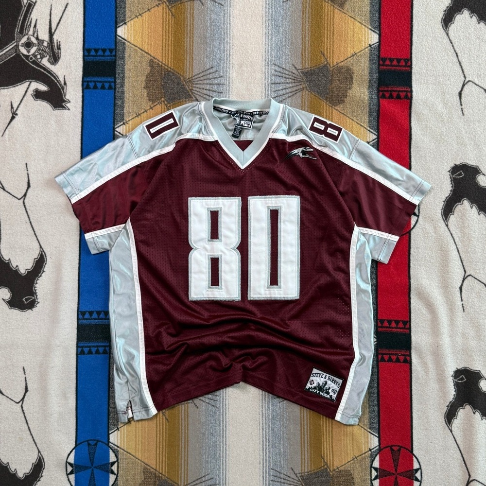 Steve & Barrys Hounds Football Jersey XXL Maroon Silver Mesh Stitched 80 Mens